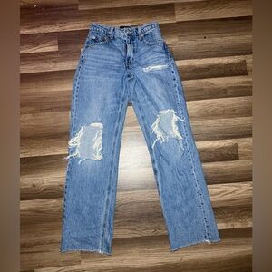 Lucky Brand Wide Leg High Rise Distressed Jeans | Size 00 / 24